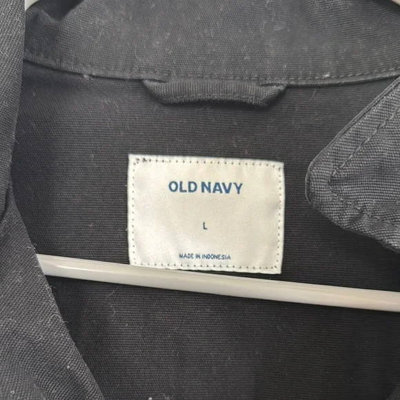 Old Navy Black Utility Jacket with Asymmetrical Zipper and Notched Collar / H2 - Picture 2 of 4